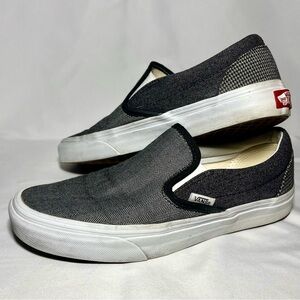 VANS Classic Black Gray Herringbone Slip On Skater Sneaker Houndstooth‎ 5.5/7